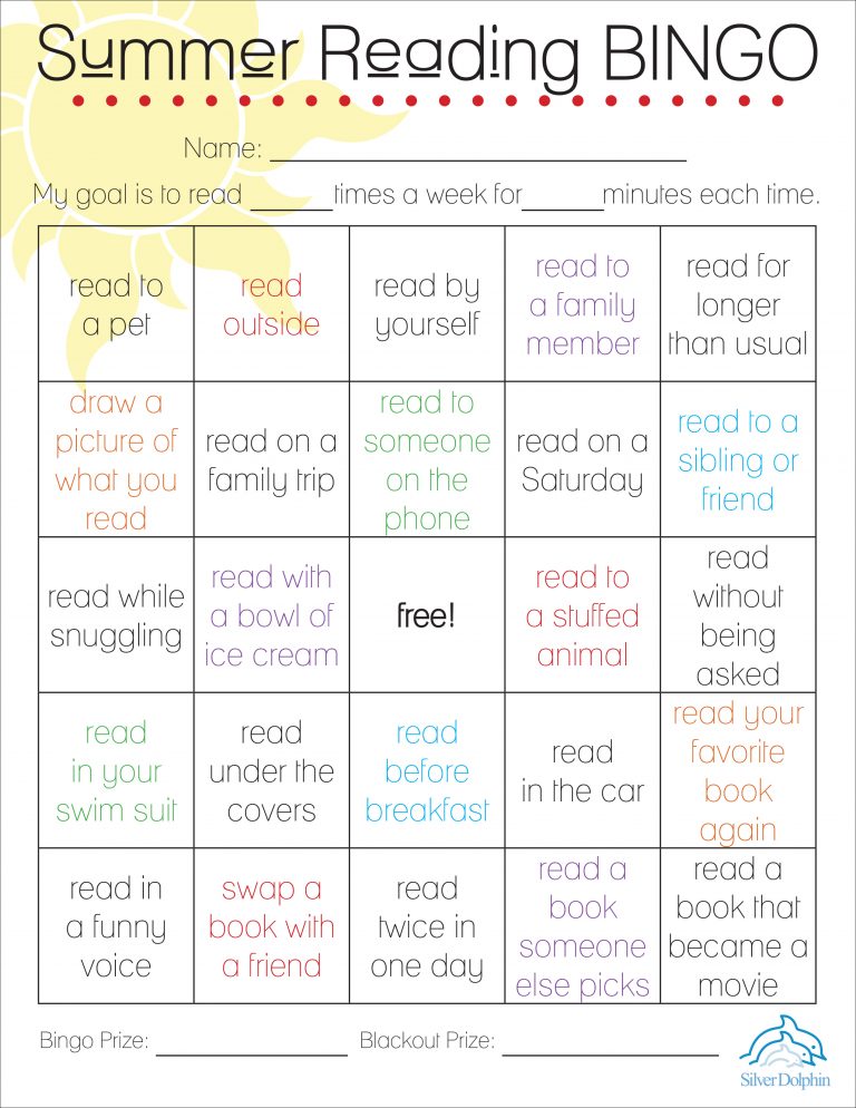 Summer Reading Bingo Game - Silver Dolphin Books