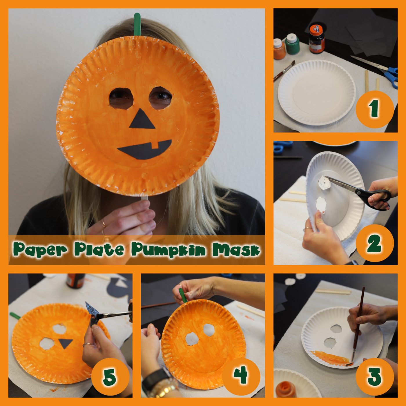 Paper Plate Pumpkin Mask: Halloween Craft